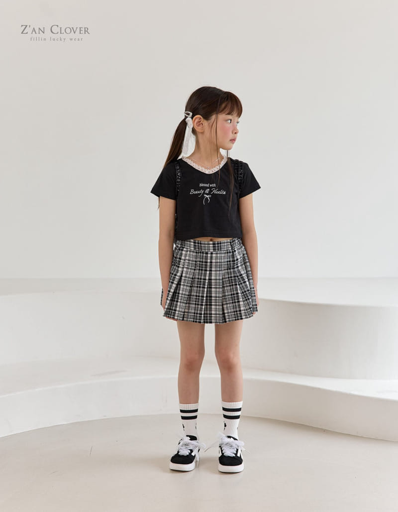 Zan Clover - Korean Children Fashion - #childofig - Mono Check Pleats Skirt - 4