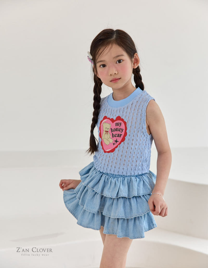 Zan Clover - Korean Children Fashion - #childofig - Honey Bear Lace Sleeveless Tee - 8