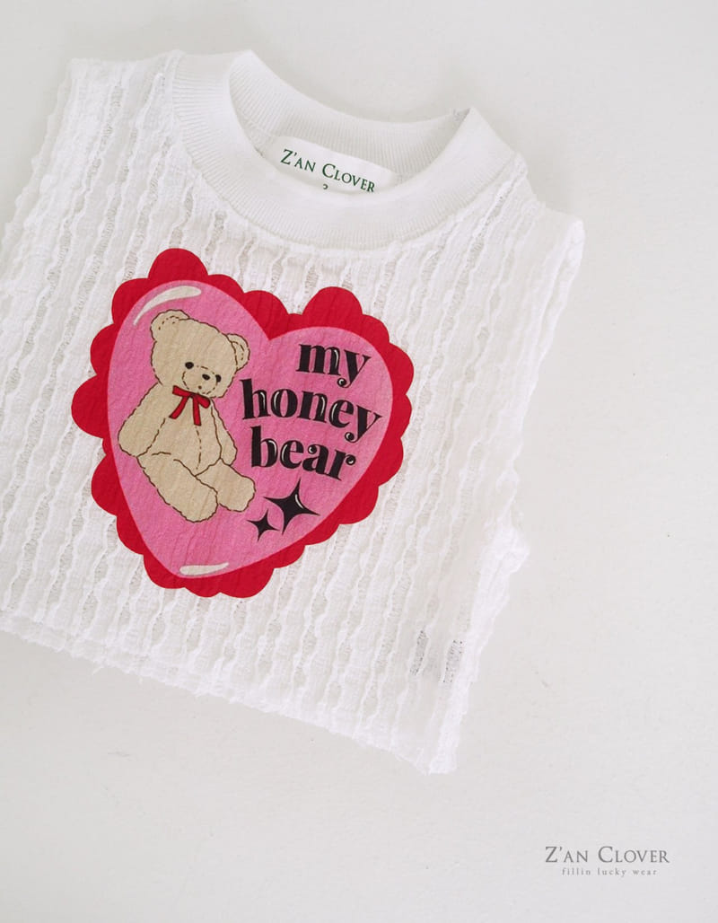 Zan Clover - Korean Children Fashion - #childrensboutique - Honey Bear Lace Sleeveless Tee - 5