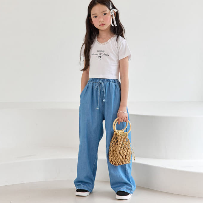 Zan Clover - Korean Children Fashion - #childrensboutique - Easy Denim Pants