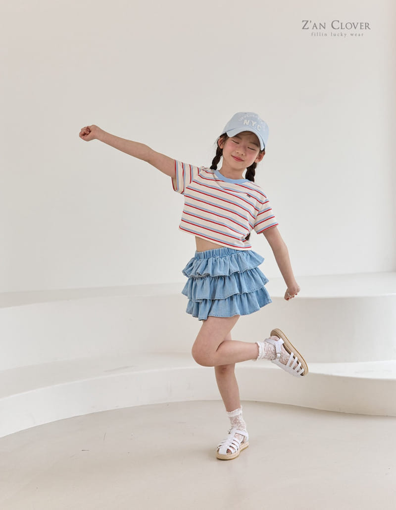 Zan Clover - Korean Children Fashion - #childrensboutique - Denim Kan Kan Skirt - 8