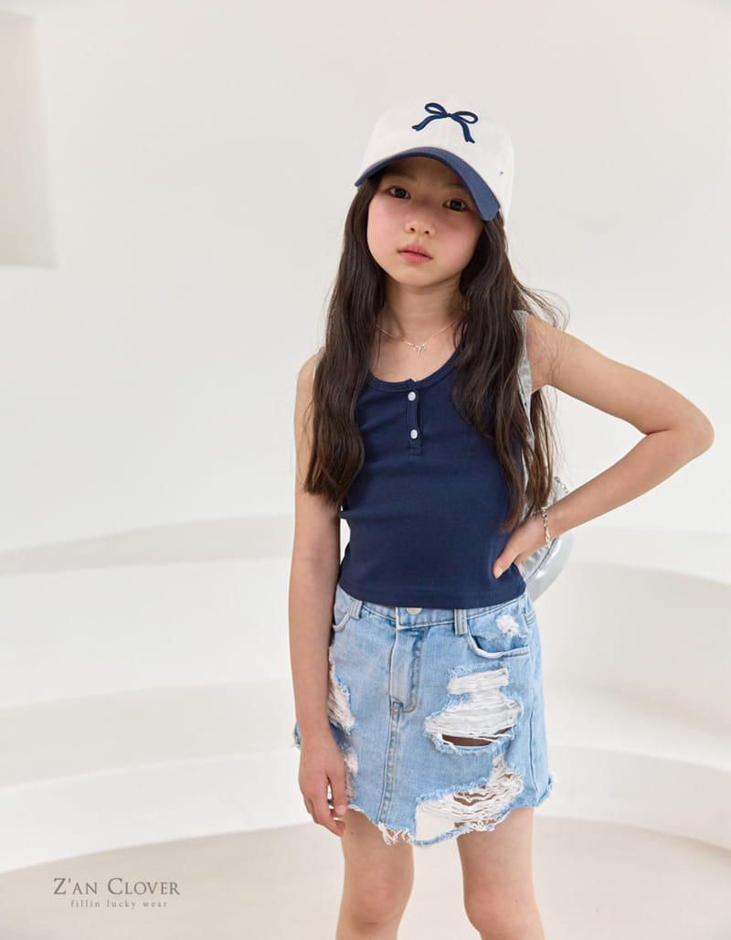 Zan Clover - Korean Children Fashion - #childrensboutique - Vintage Denim Skirt - 6