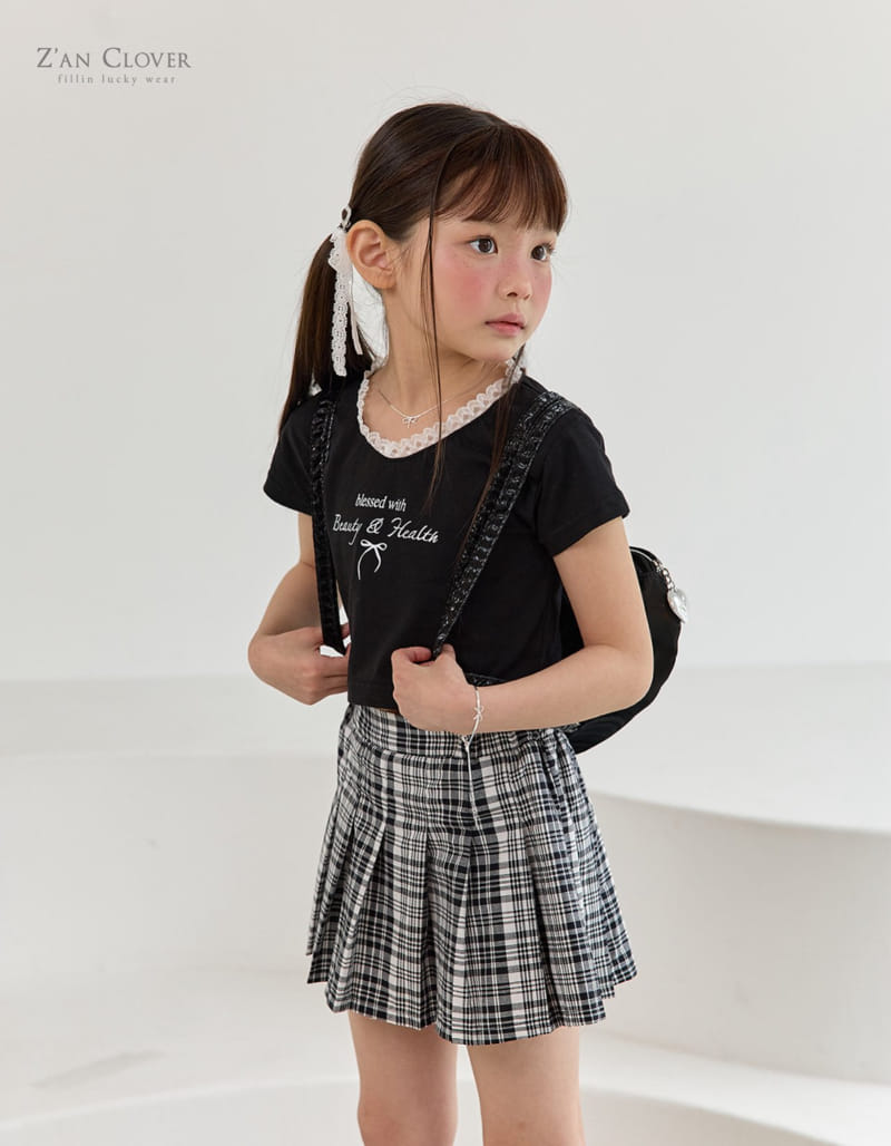 Zan Clover - Korean Children Fashion - #childrensboutique - Mono Check Pleats Skirt - 5