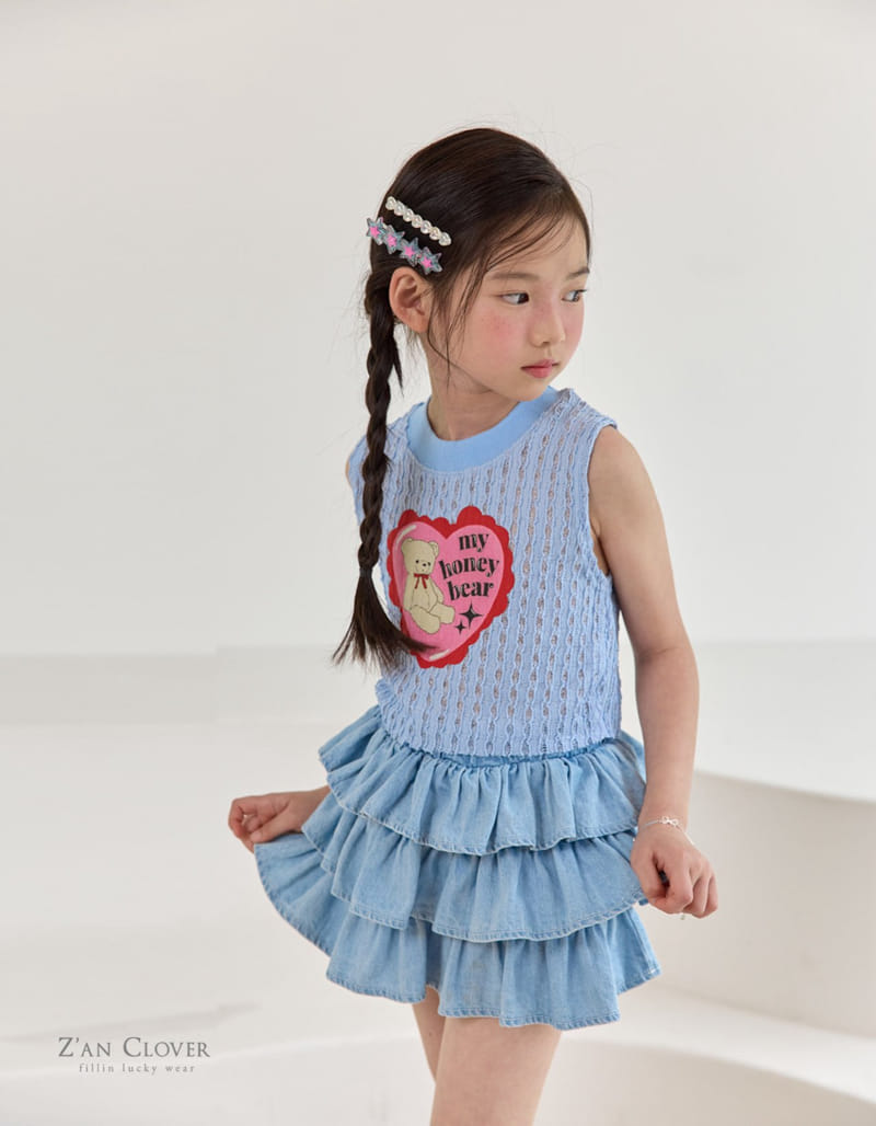 Zan Clover - Korean Children Fashion - #childrensboutique - Honey Bear Lace Sleeveless Tee - 9