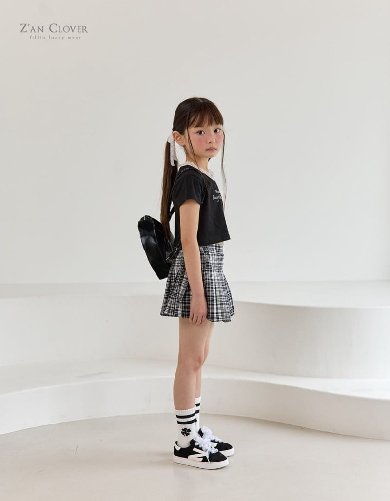 Zan Clover - Korean Children Fashion - #discoveringself - Mono Check Pleats Skirt - 7