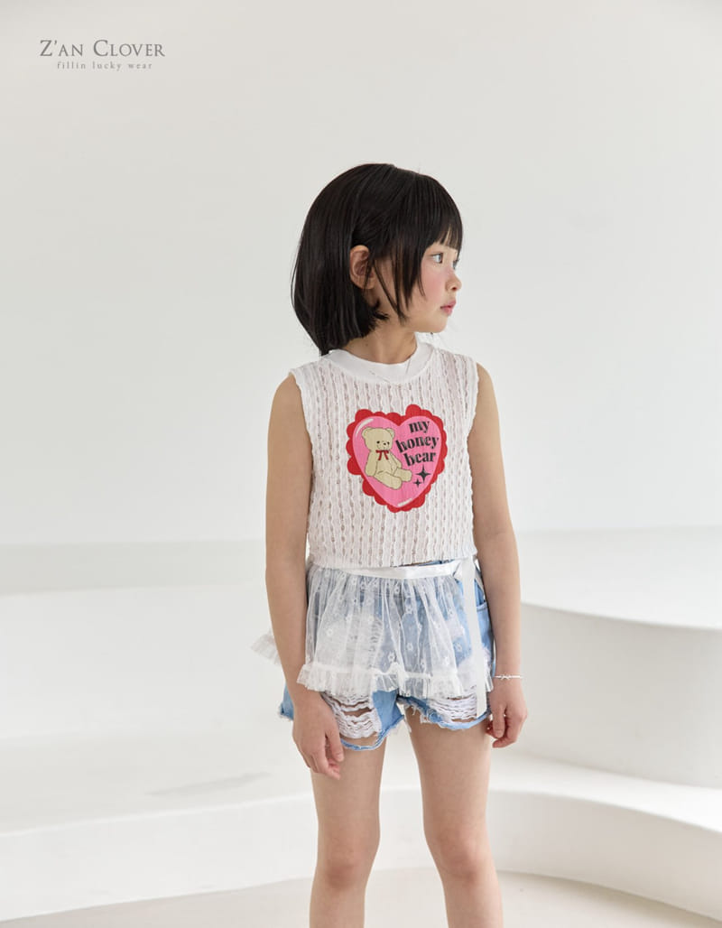 Zan Clover - Korean Children Fashion - #discoveringself - Honey Bear Lace Sleeveless Tee - 11