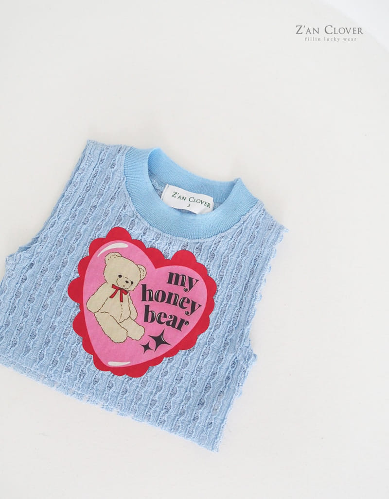 Zan Clover - Korean Children Fashion - #fashionkids - Honey Bear Lace Sleeveless Tee - 8