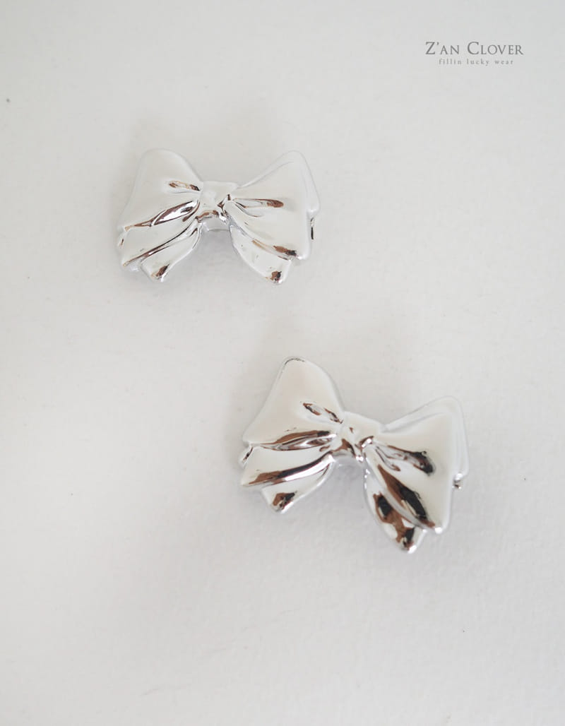 Zan Clover - Korean Children Fashion - #fashionkids - Silver Ribbon Hair Clip - 5