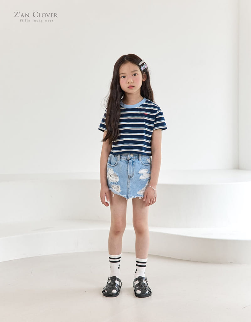 Zan Clover - Korean Children Fashion - #kidsshorts - Vintage Denim Skirt - 10