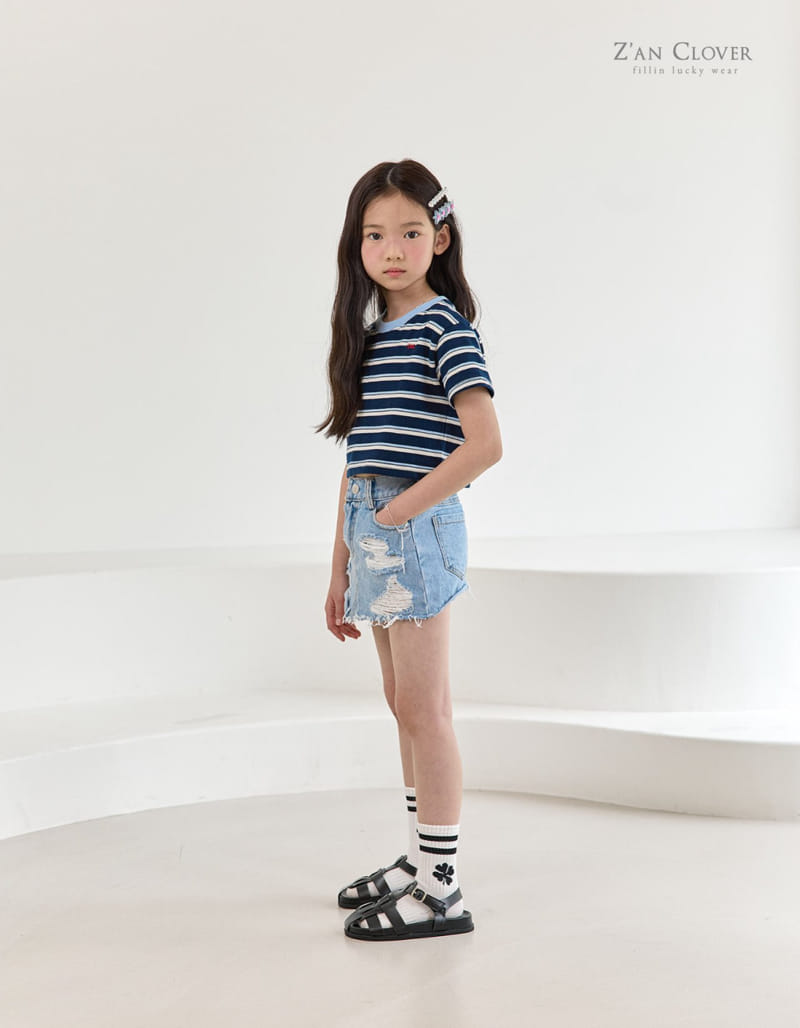 Zan Clover - Korean Children Fashion - #kidsstore - Vintage Denim Skirt - 11