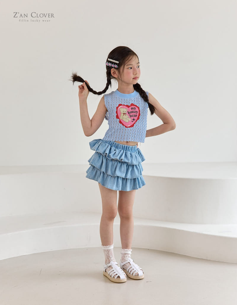 Zan Clover - Korean Children Fashion - #minifashionista - Honey Bear Lace Sleeveless Tee - 4