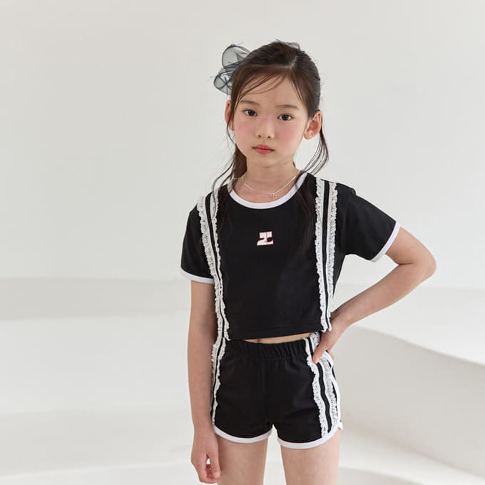 Zan Clover - Korean Children Fashion - #stylishchildhood - Frill Top Bottom Set