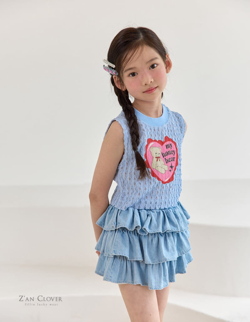 Zan Clover - Korean Children Fashion - #stylishchildhood - Honey Bear Lace Sleeveless Tee - 7