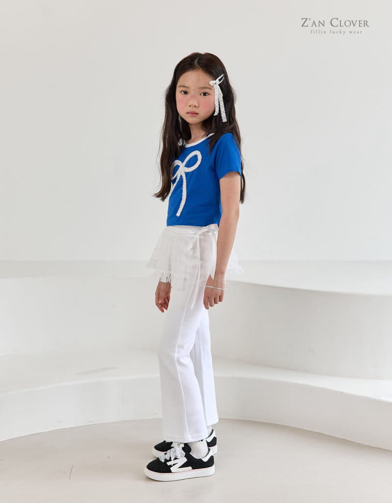 Zan Clover - Korean Children Fashion - #todddlerfashion - Lace Ribbon Tee - 6