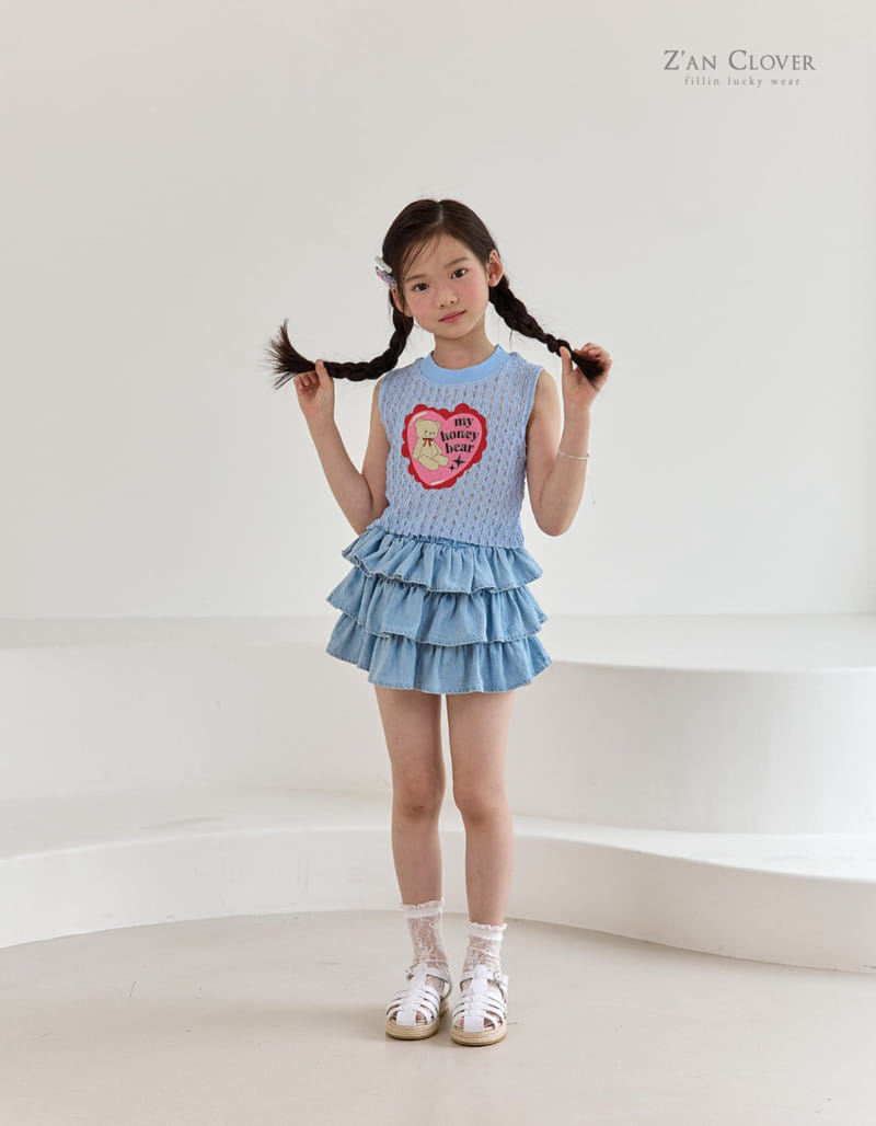 Zan Clover - Korean Children Fashion - #todddlerfashion - Honey Bear Lace Sleeveless Tee - 5