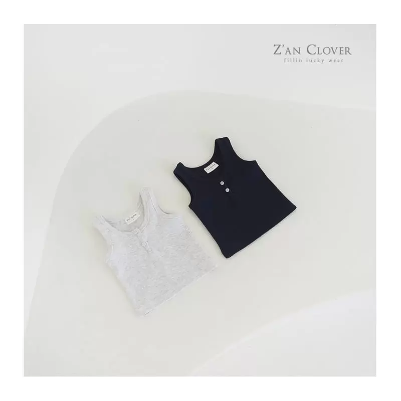 Zan Clover - Korean Children Fashion - #todddlerfashion - Button Sleeveless Tee - 2