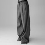 Side Pleated Pin Tuck Wide Trousers