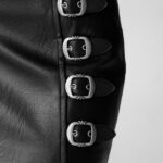 Vegan L Belt Buckle Detail Mini Skirt