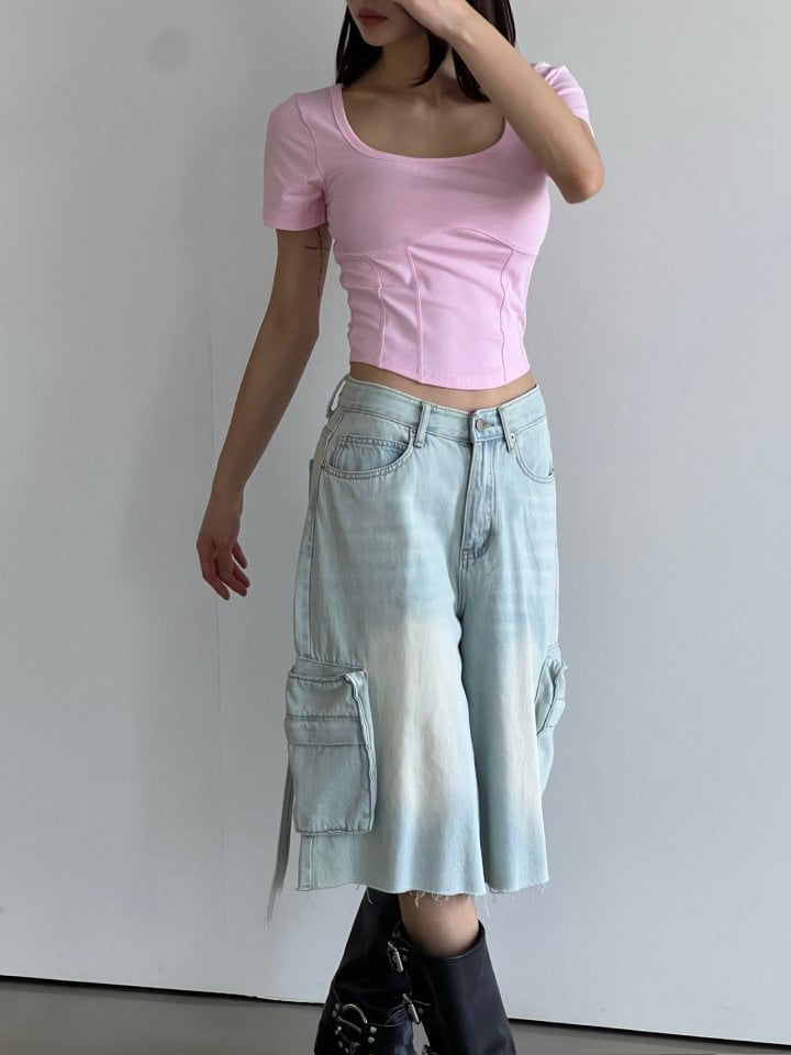 Another Avenue - Korean Women Fashion - #momslook - Ice Cargo Denim Half Pants - 9