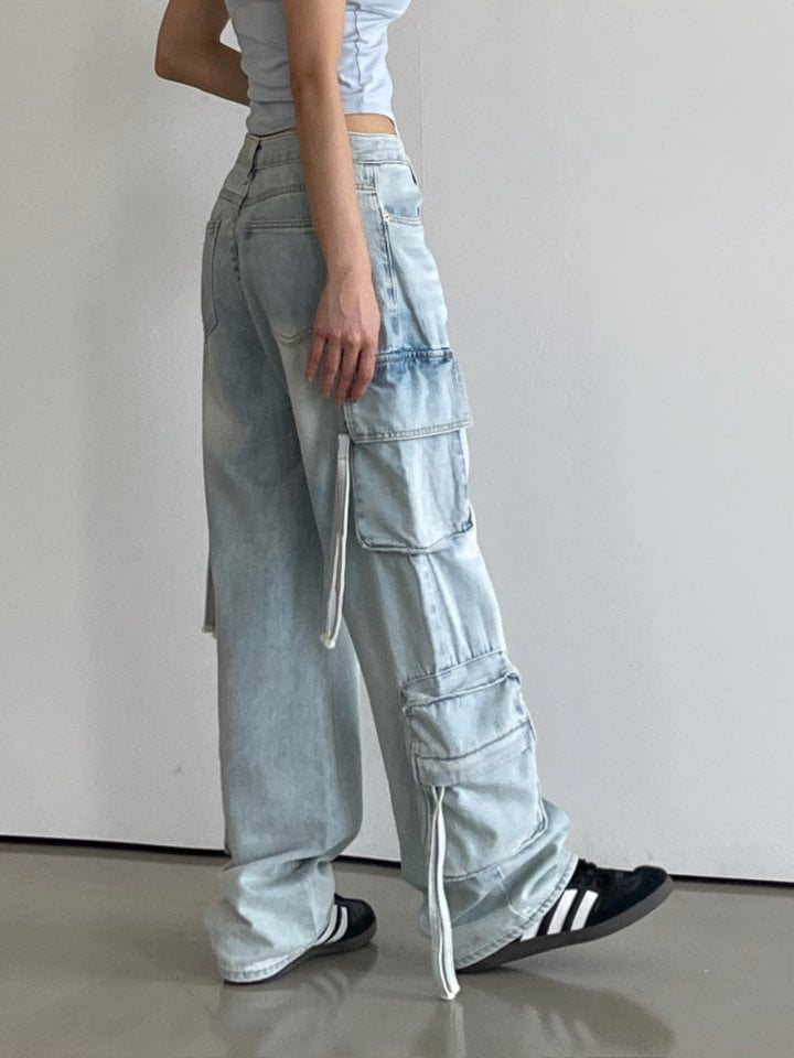 Another Avenue - Korean Women Fashion - #thatsdarling - Ice Cargo Denim Pants - 2