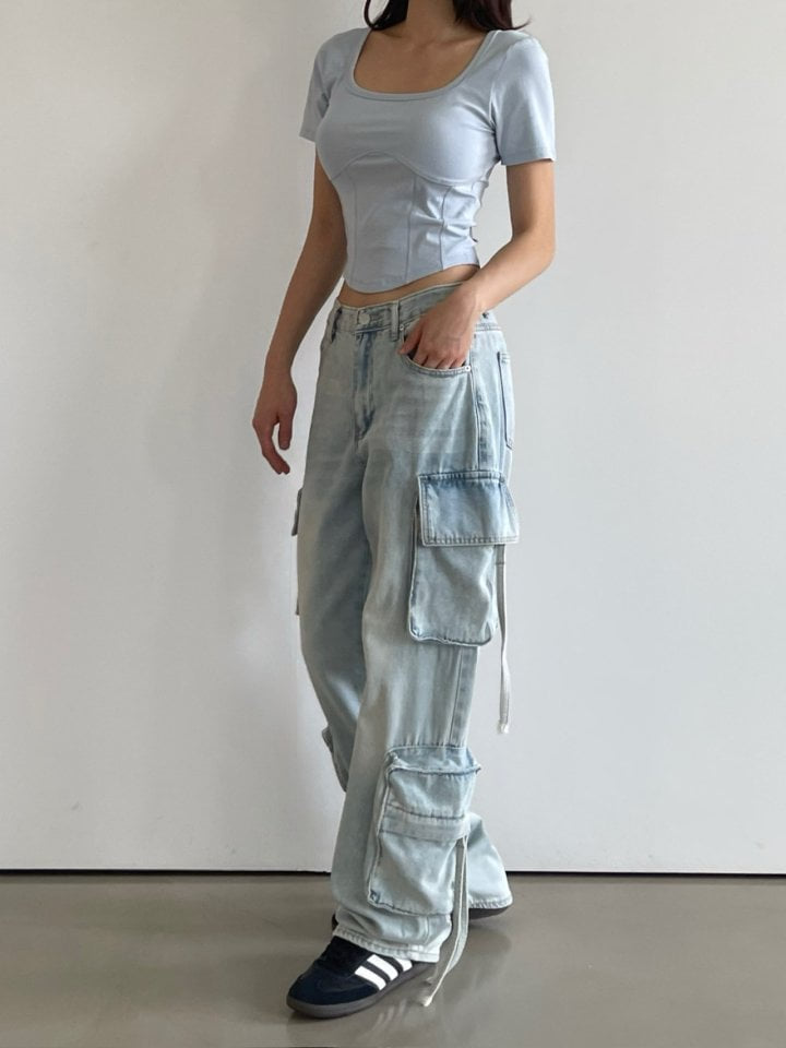 Another Avenue - Korean Women Fashion - #womensfashion - Ice Cargo Denim Pants - 11