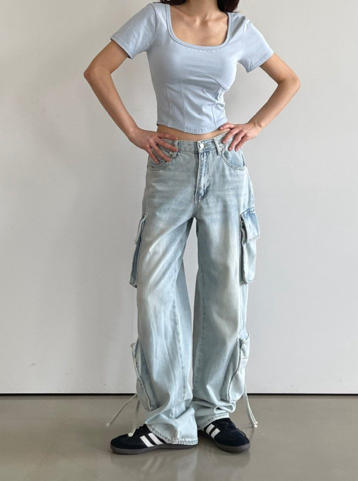 Another Avenue - Korean Women Fashion - #womensfashion - Ice Cargo Denim Pants - 5