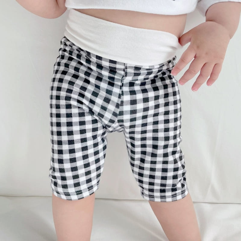 Atree - Korean Baby Fashion - #babyoutfit - Check Stomachache Short Leggigns - 6