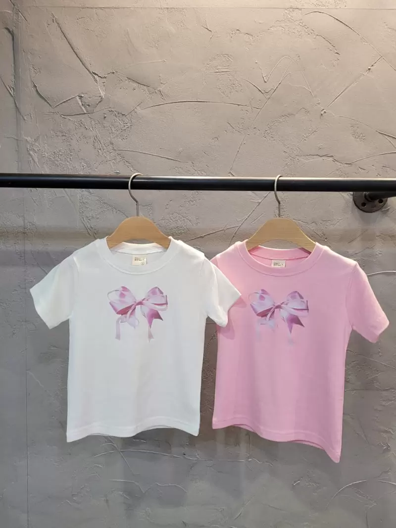 Atree - Korean Children Fashion - #childrensboutique - Double Ribbon Tee - 2