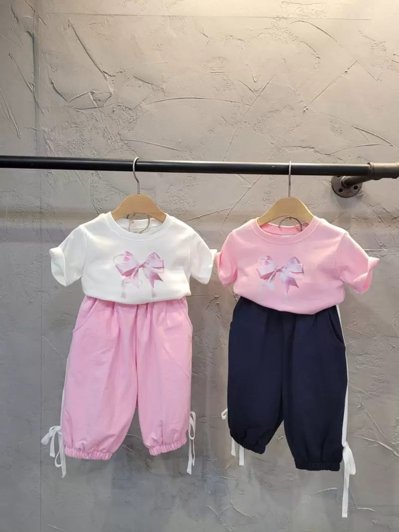 Atree - Korean Children Fashion - #kidsshorts - Double Ribbon Tee - 6