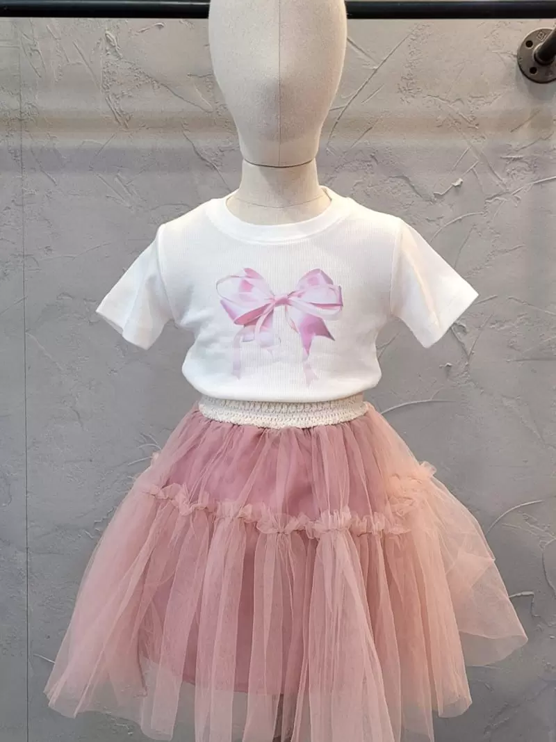 Atree - Korean Children Fashion - #kidzfashiontrend - Double Ribbon Tee - 8