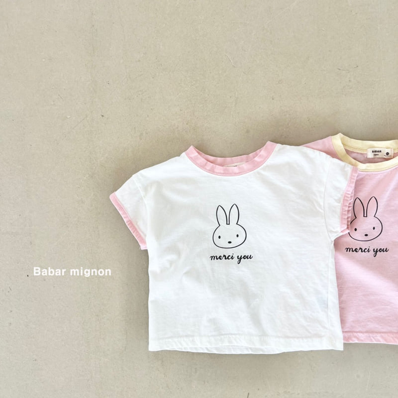 Babar Mignon - Korean Children Fashion - #kidsshorts - Colored Rabbit Tee - 3