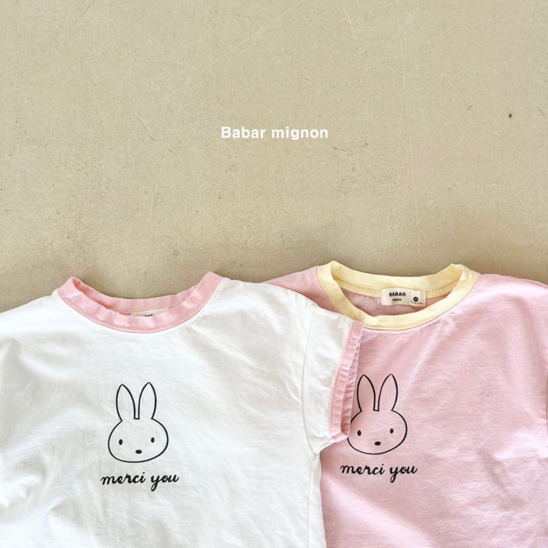 Babar Mignon - Korean Children Fashion - #kidsshorts - Colored Rabbit Tee - 4