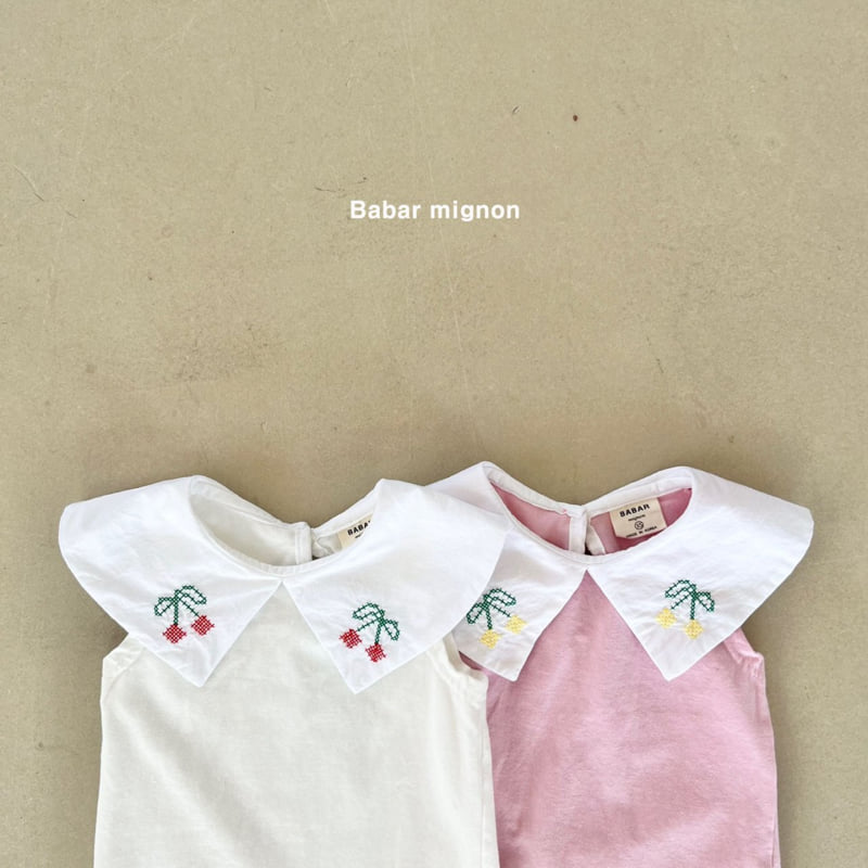 Babar Mignon - Korean Children Fashion - #magicofchildhood - Cherry Embroidery Sleeveless Top - 5