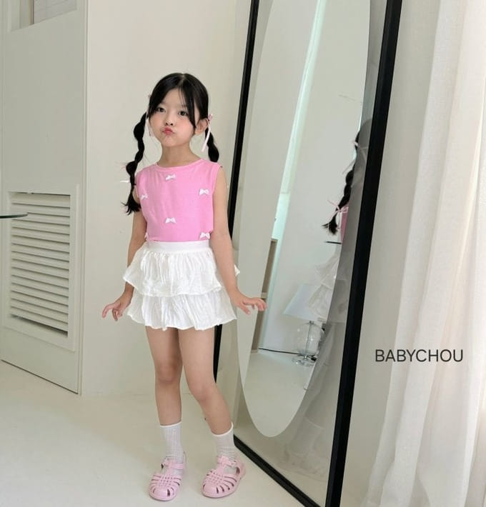 Babychou - Korean Children Fashion - #designkidswear - Shu Ribbon Sleeveless Tee