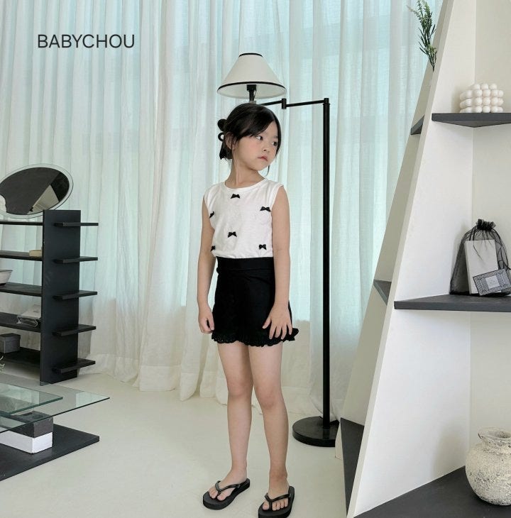 Babychou - Korean Children Fashion - #fashionkids - Shu Ribbon Sleeveless Tee - 3