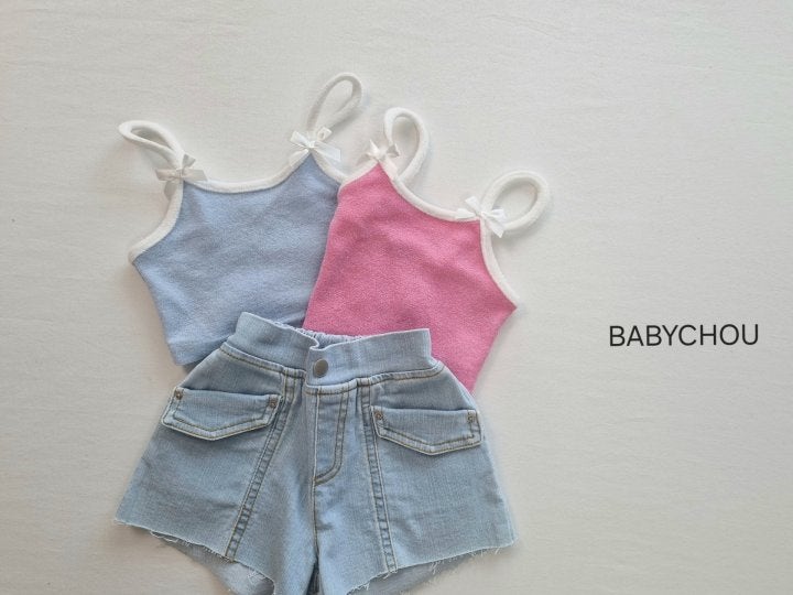 Babychou - Korean Children Fashion - #kidsshorts - Terry Sleeveless Tee - 6