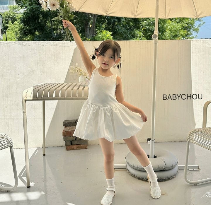 Babychou - Korean Children Fashion - #kidsshorts - Balloon Sleeveless One-Piece - 4