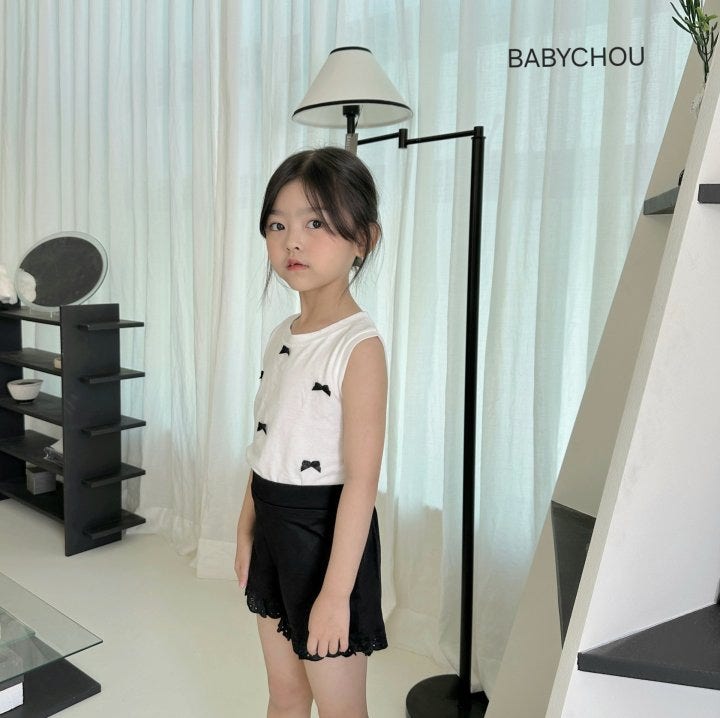 Babychou - Korean Children Fashion - #kidzfashiontrend - Shu Ribbon Sleeveless Tee - 6