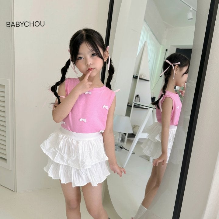 Babychou - Korean Children Fashion - #prettylittlegirls - Shu Ribbon Sleeveless Tee - 11