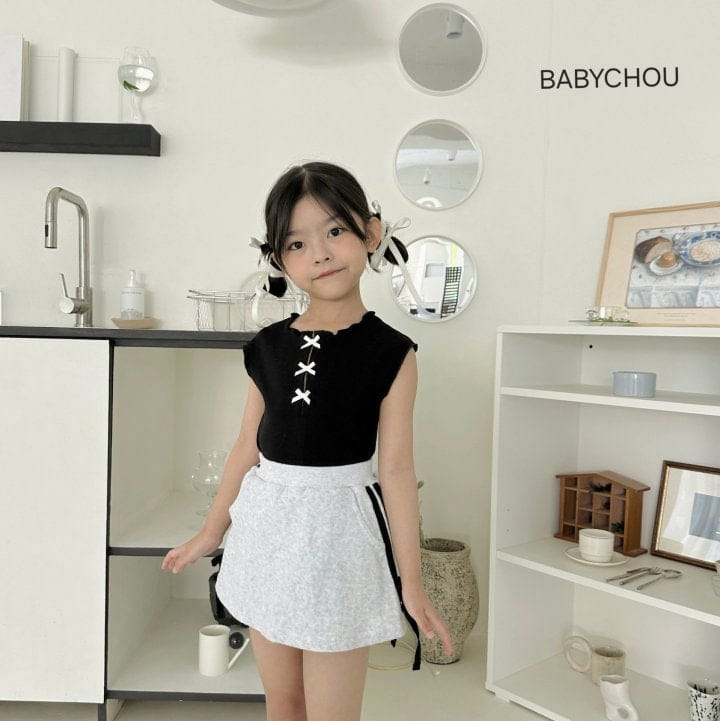 Babychou - Korean Children Fashion - #prettylittlegirls - Terry Ribbon Skirt - 7