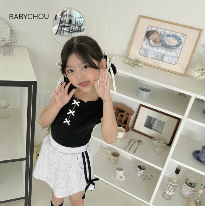 Babychou - Korean Children Fashion - #todddlerfashion - Terry Ribbon Skirt - 8