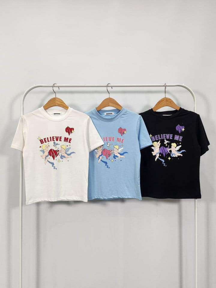 Bbibbi - Korean Women Fashion - #vintageinspired - Believe Short Sleeve  Tee - 2