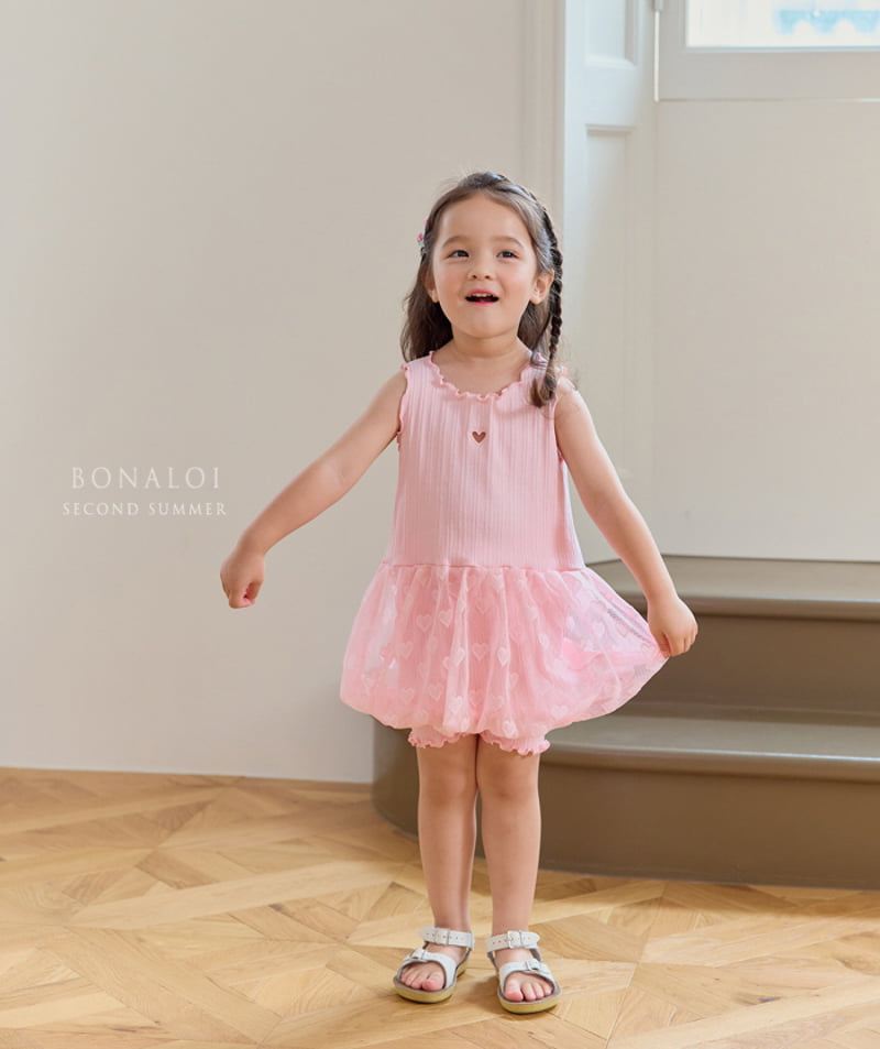 Bonaloi - Korean Children Fashion - #Kfashion4kids - Heart Volume Mini One-piece - 2