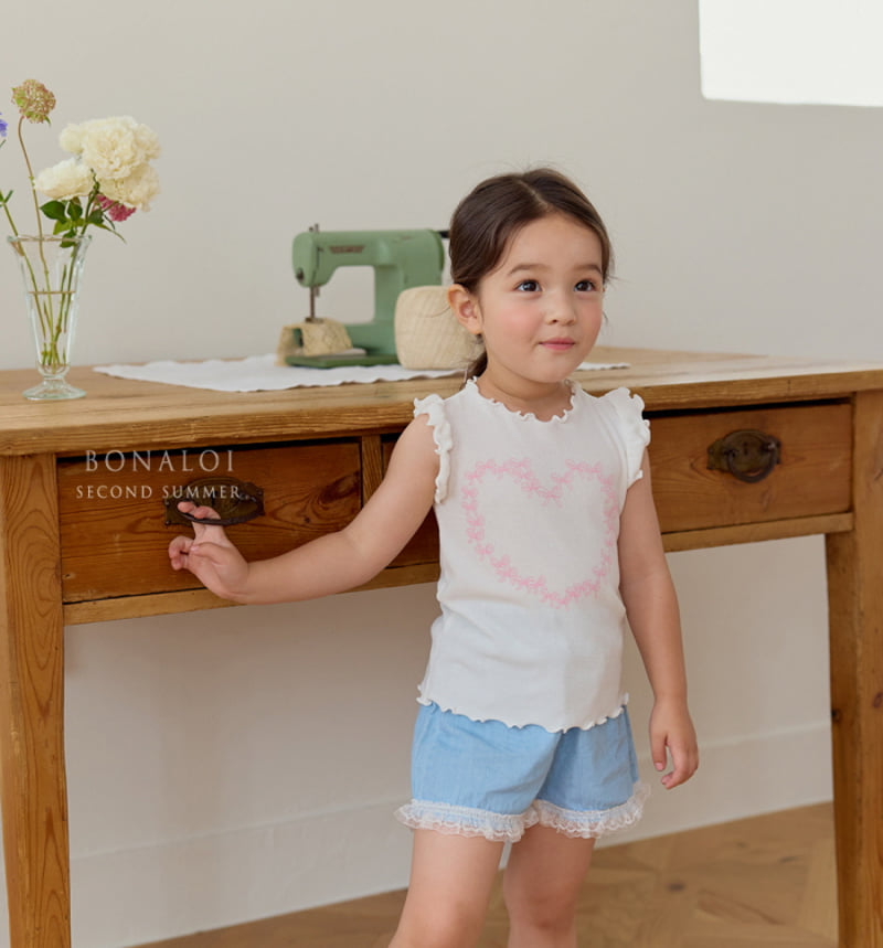 Bonaloi - Korean Children Fashion - #Kfashion4kids - Ribbon Frill Sleeveless Tee - 8