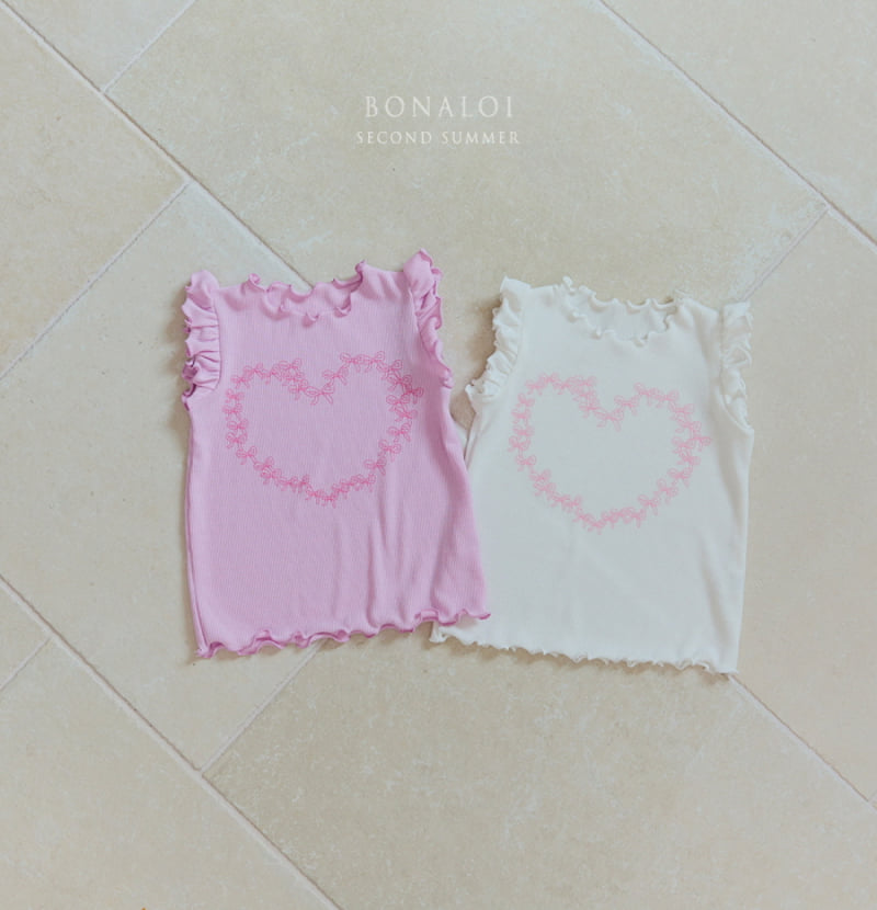 Bonaloi - Korean Children Fashion - #childrensboutique - Ribbon Frill Sleeveless Tee