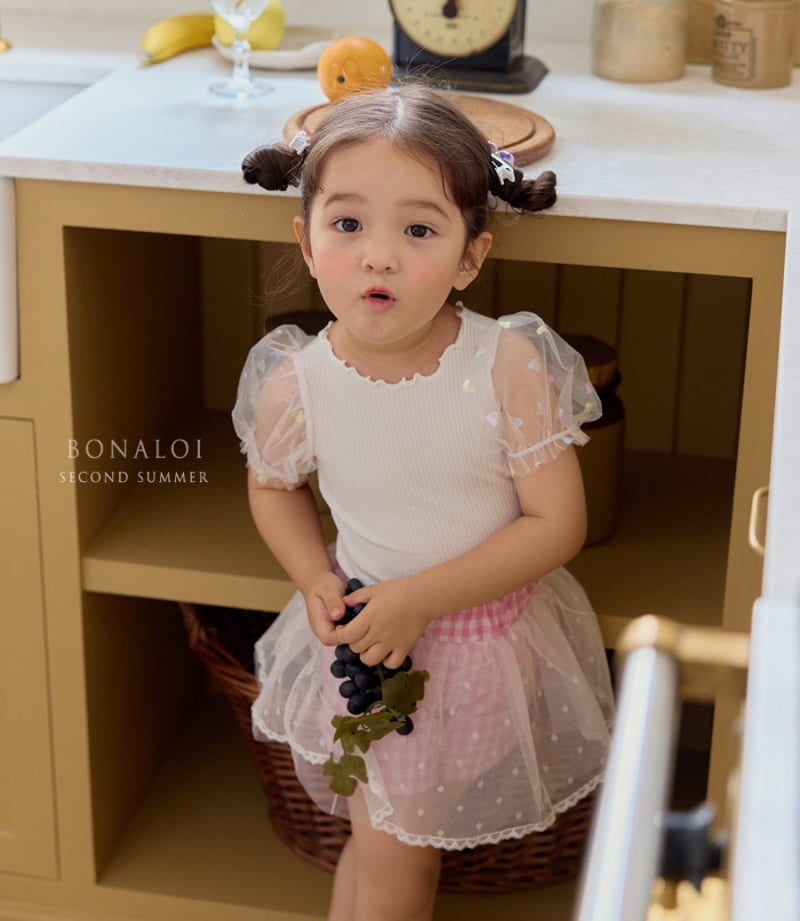 Bonaloi - Korean Children Fashion - #designkidswear - Heart Aurora Mesh Tee - 10