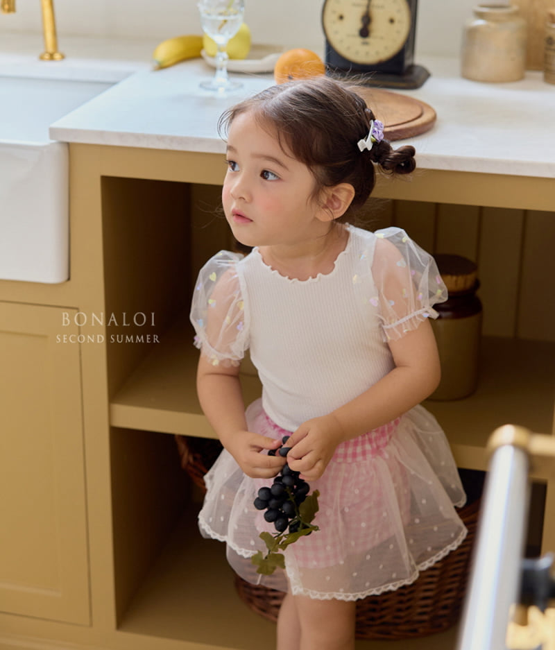 Bonaloi - Korean Children Fashion - #discoveringself - Heart Aurora Mesh Tee - 11