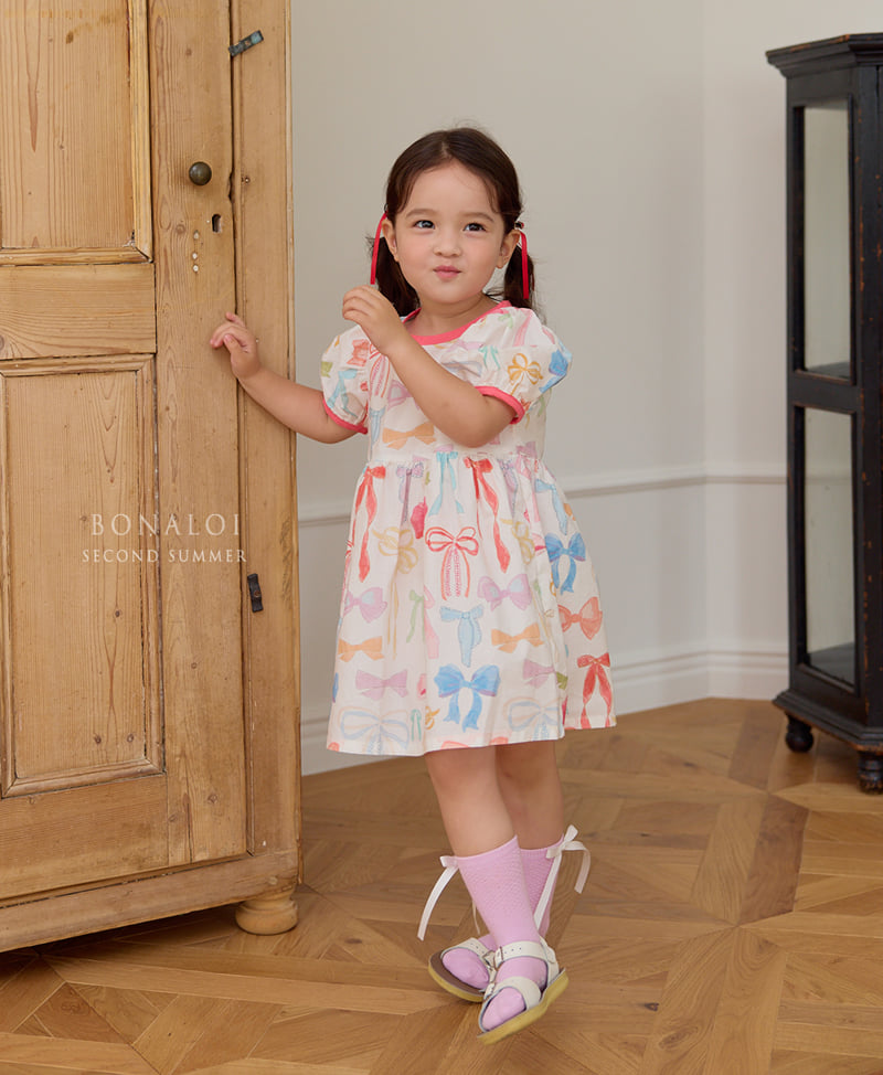 Bonaloi - Korean Children Fashion - #fashionkids - Ribbon Colored One-piece - 3