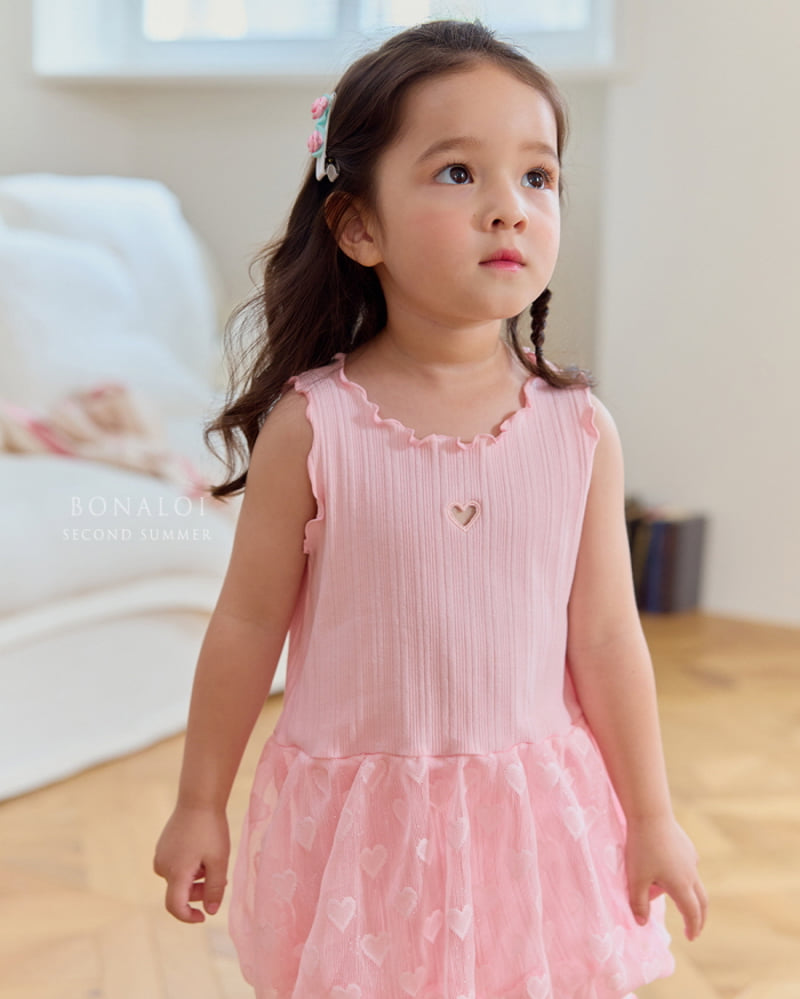 Bonaloi - Korean Children Fashion - #minifashionista - Heart Volume Mini One-piece - 5