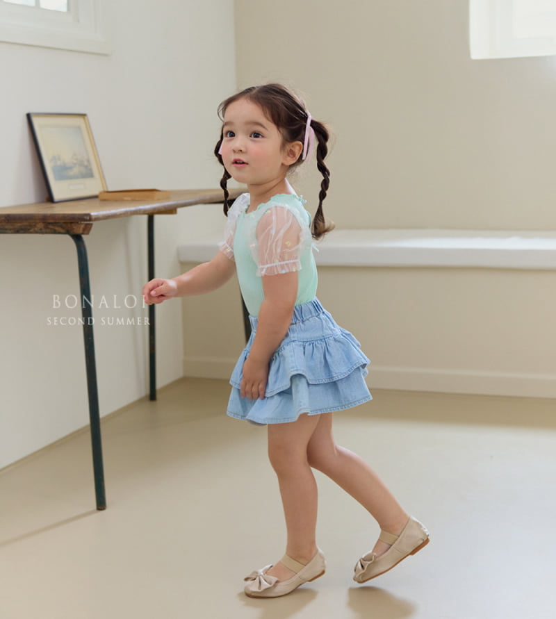 Bonaloi - Korean Children Fashion - #stylishchildhood - Heart Aurora Mesh Tee - 7